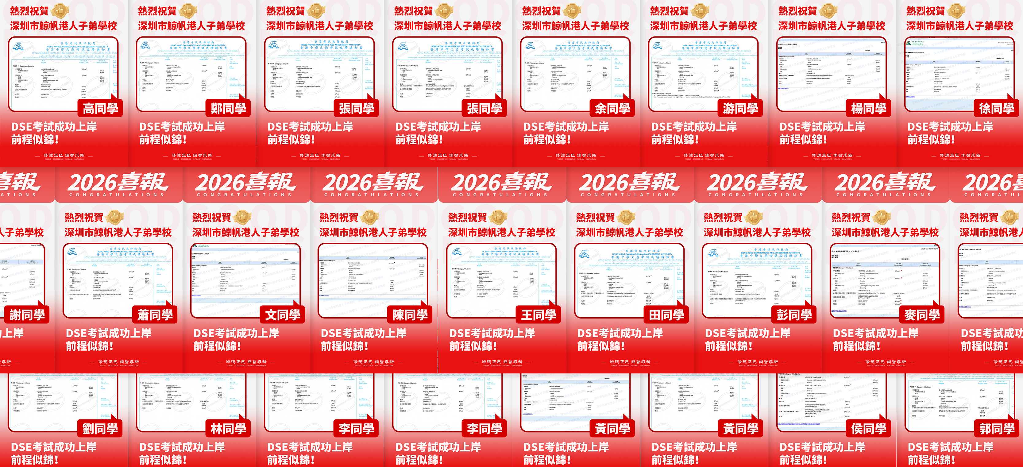 乘鯨破浪 金榜題名｜深圳市鯨帆港人子弟學校二零二六屆DSE放榜新聞通報